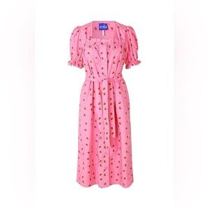 CRĀS Maybe Strawberry Cotton Cottagecore Midi Dress